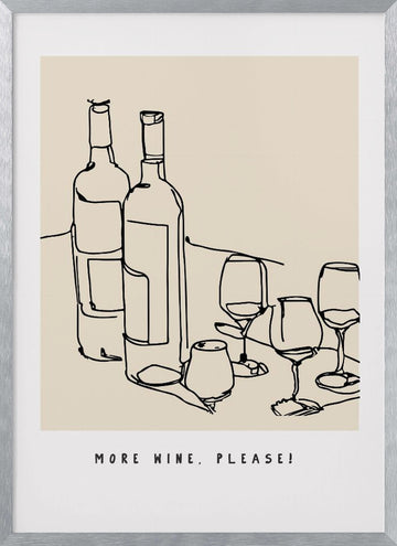Wine Line Sketch | Poster - Silver Frame Interior