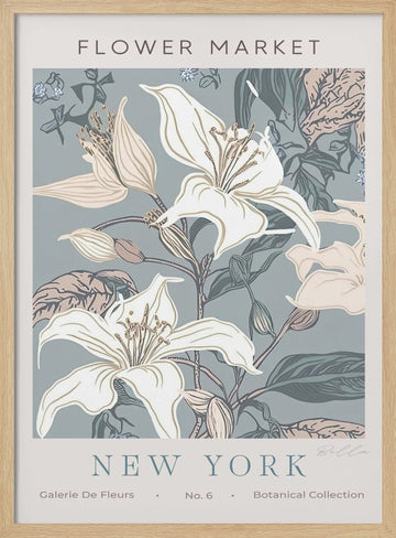 New York Flower Market Lilies | Poster - Wood Frame Interior