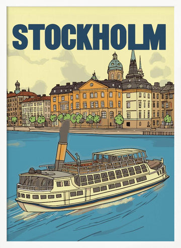 Stockholm Steamboat Journey | Poster - White Frame Interior