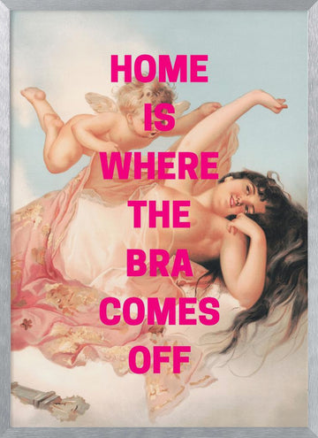 Bra Off Renaissance Humor | Poster - Silver Frame Interior
