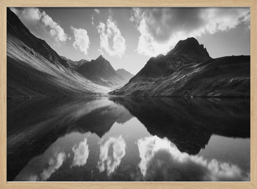 Serene Mountain Reflections | Poster - Wood Frame Interior