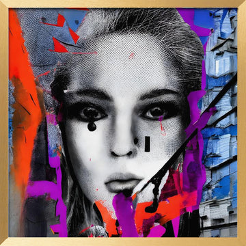 Vibrant Abstract Portrait | Poster - Gold Frame Interior