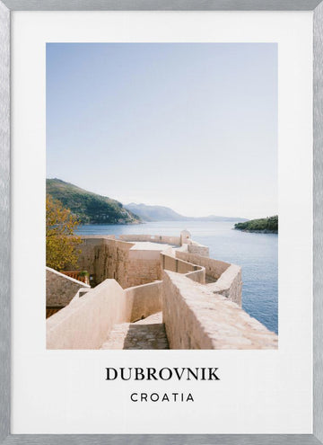 Wall of Dubrovnik Croatia Travel poster | Poster - Silver Frame Interior
