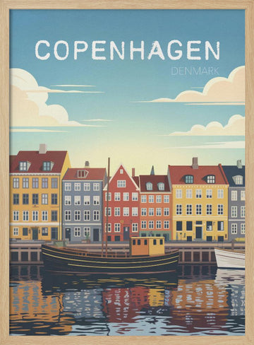 Copenhagen Canal Reflections | Poster - Wood Frame Interior