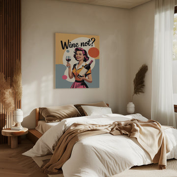 Happy Retro Wine Woman | Canvas - Room Interior 2