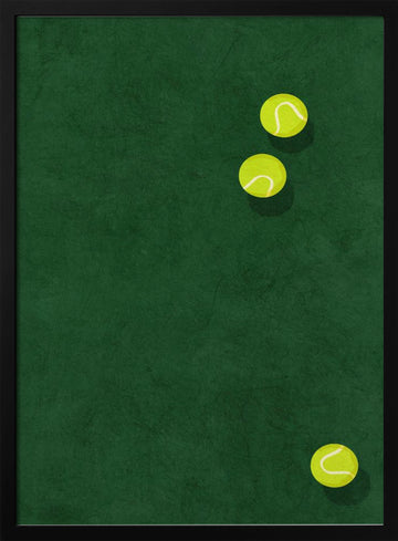 Green Court Tennis Balls | Poster - Black Metal Frame Interior