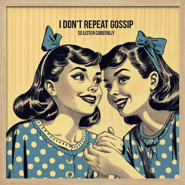 Retro Whispering Friends | Poster - Wood Frame Interior