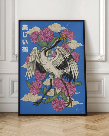 Elegant Japanese Crane Blooms | Poster - Room Interior 1