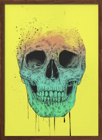 Vibrant Gradient Skull | Poster - Walnut Frame Interior