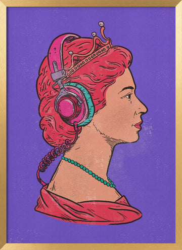Headphone Queen | Poster - Gold Frame Interior