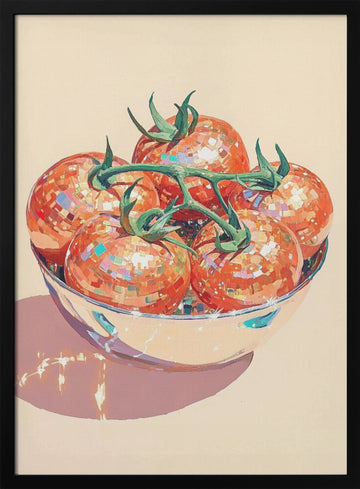 Disco Tomato Still Life | Poster - Black Metal Frame Interior