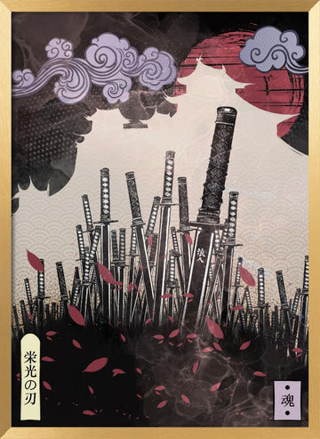 Samurai Blades Red Sun | Poster - Gold Frame Interior