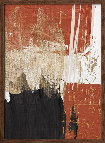 Bold Terracotta Abstract | Poster - Walnut Frame Interior