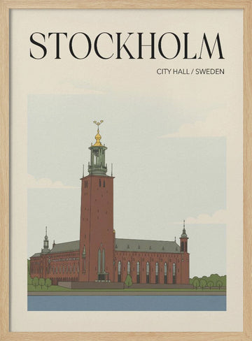 Stockholm City Hall | Poster - Wood Frame Interior