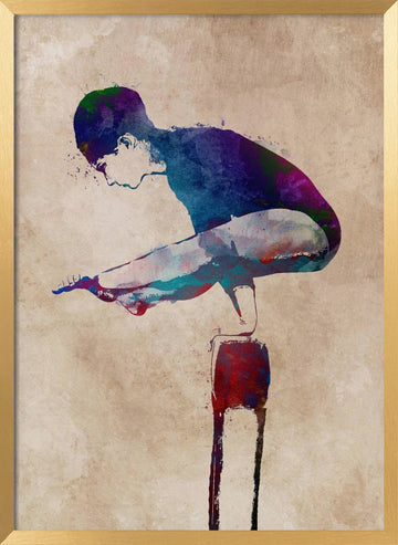 Watercolor Balance Pose | Poster - Gold Frame Interior