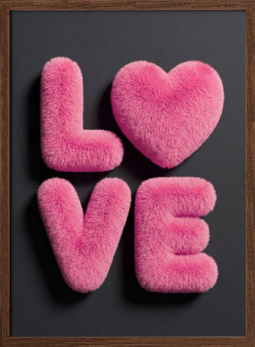 Pink Fluffy Love | Poster - Walnut Frame Interior