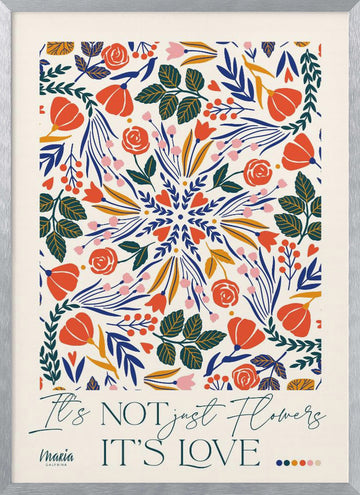 Vibrant Flower Mandala | Poster - Silver Frame Interior
