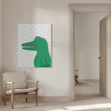 Smiling Green Crocodile | Canvas - Room Interior 1