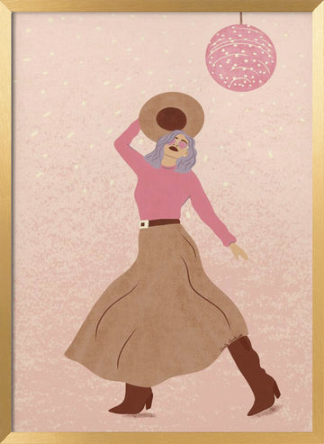 Disco Cowgirl 1 | Poster - Gold Frame Interior