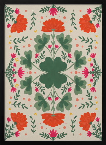 Vibrant Folk Floral | Poster - Black Metal Frame Interior