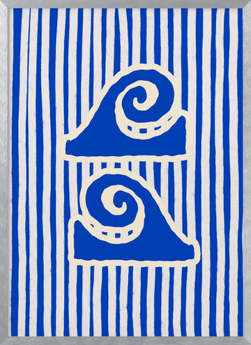 Blue Ocean Waves | Poster - Silver Frame Interior