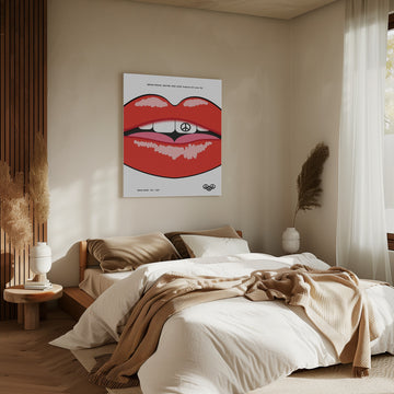 Red Lips Peace Sign | Canvas - Room Interior 2