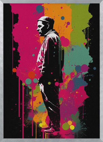 Vibrant Street Art Man | Poster - Silver Frame Interior