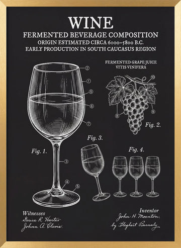 Vintage Wine Patent Drawing | Poster - Gold Frame Interior