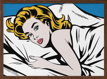 Pop Art Woman In Bed | Poster - Walnut Frame Interior