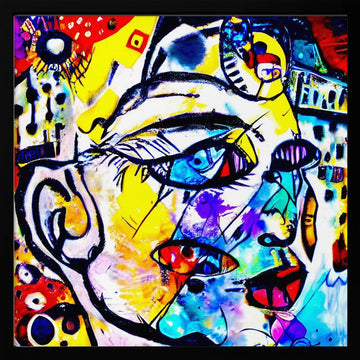 Colorful Abstract Face | Poster - Black Metal Frame Interior