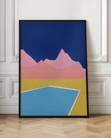 Blue Pool Pink Mountains | Poster - Room Interior 1