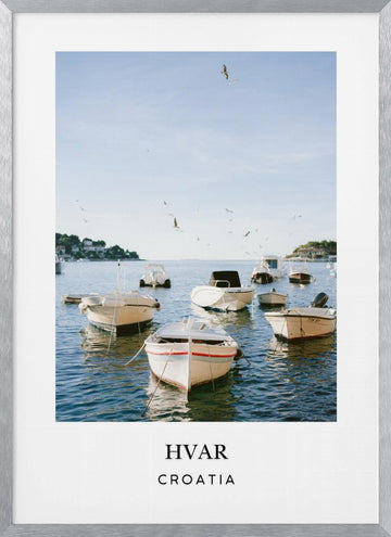 Hvar Croatia Travel poster | Poster - Silver Frame Interior