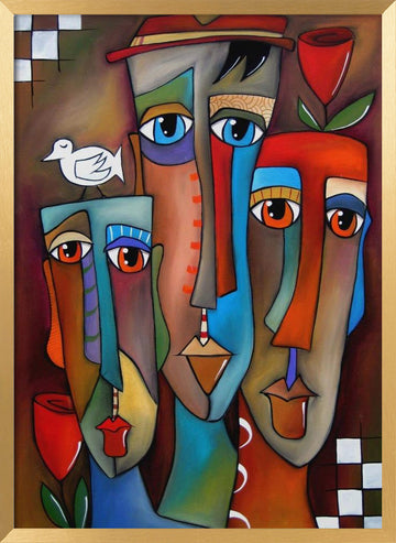 Colorful Abstract Faces | Poster - Gold Frame Interior