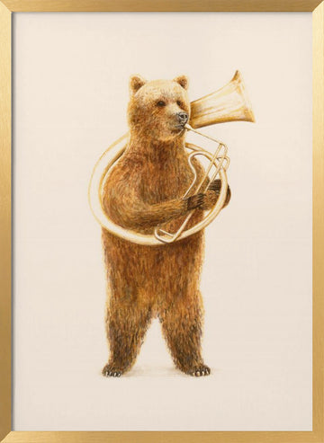 Whimsical Tuba Bear | Poster - Gold Frame Interior