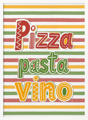 Pizza Pasta Vino | Poster - White Frame Interior