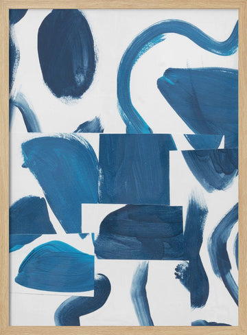 Abstract Blue Shapes | Poster - Wood Frame Interior