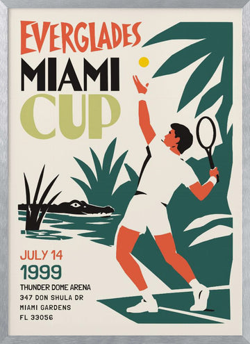 Miami Everglades Tennis | Poster - Silver Frame Interior