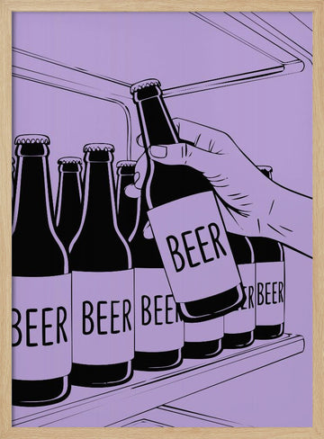 Grabbing Cold Beer | Poster - Wood Frame Interior