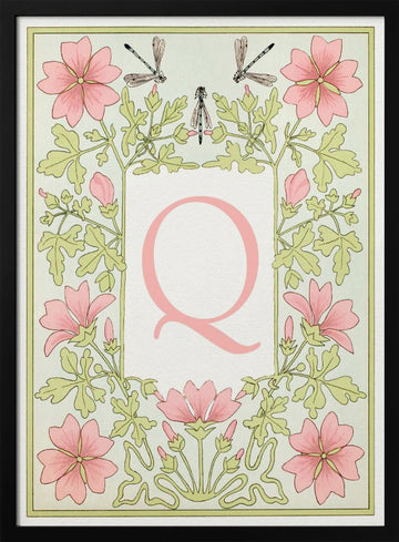 Botanical Letter Q | Poster - Black Metal Frame Interior