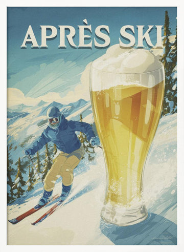 Après Ski Mountain Beer | Poster - White Frame Interior