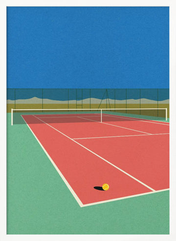 Tennis Court In the Desert | Poster - White Frame Interior