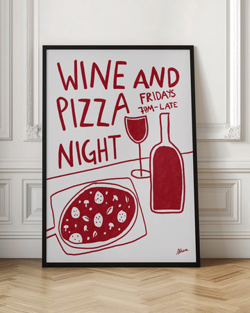 Wine and Pizza | Poster - Room Interior 1