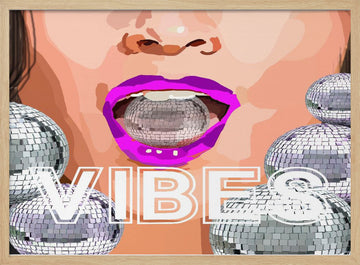 Disco Lip Vibes | Poster - Wood Frame Interior