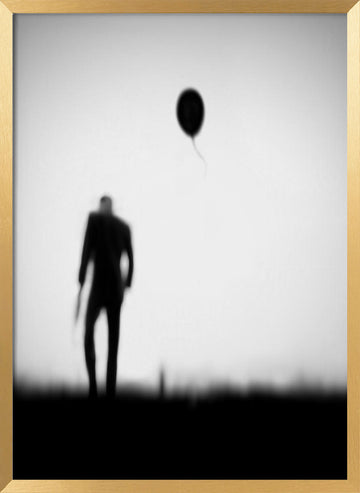 Man And Drifting Balloon | Poster - Gold Frame Interior
