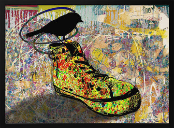 Colorful Sneaker Bird | Poster - Black Metal Frame Interior