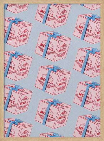 Pastel Gift Box Pattern | Poster - Wood Frame Interior