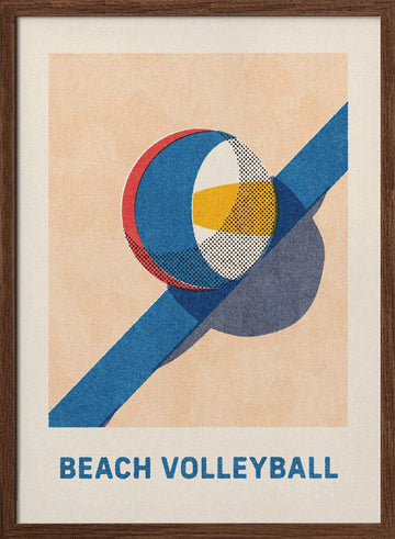Sunny Beach Volleyball | Poster - Walnut Frame Interior
