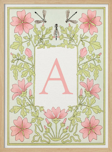Botanical Initial A | Poster - Wood Frame Interior