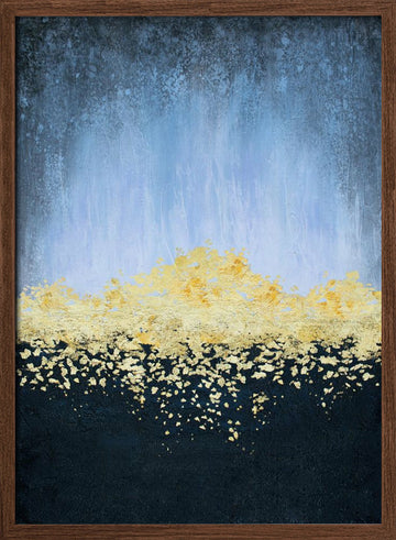 Golden Horizon Abstract | Poster - Walnut Frame Interior