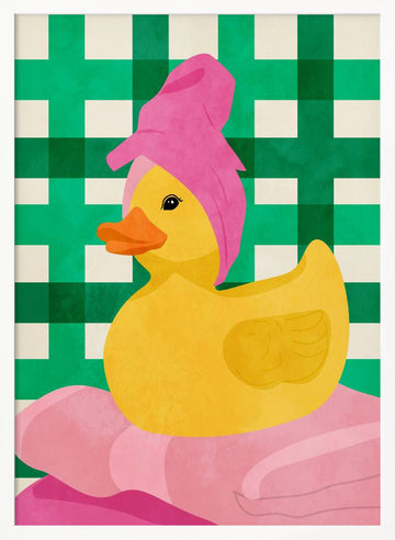 Pink Towel Rubber Duck | Poster - White Frame Interior